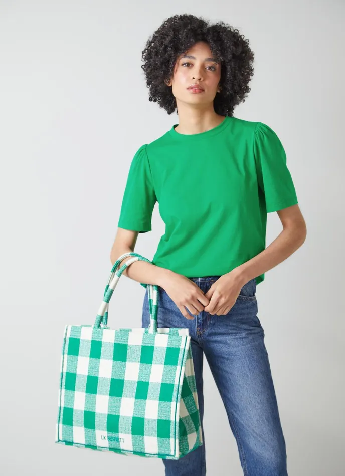 LK Bennett Issy Green Organic Cotton TShirt Women Tops