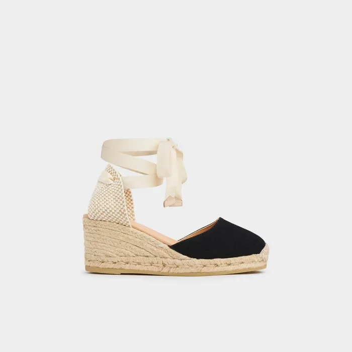 LK Bennett Maureene Sand Canvas Espadrille Wedges Women Sandals