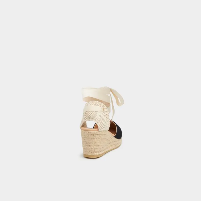 LK Bennett Maureene Sand Canvas Espadrille Wedges Women Sandals