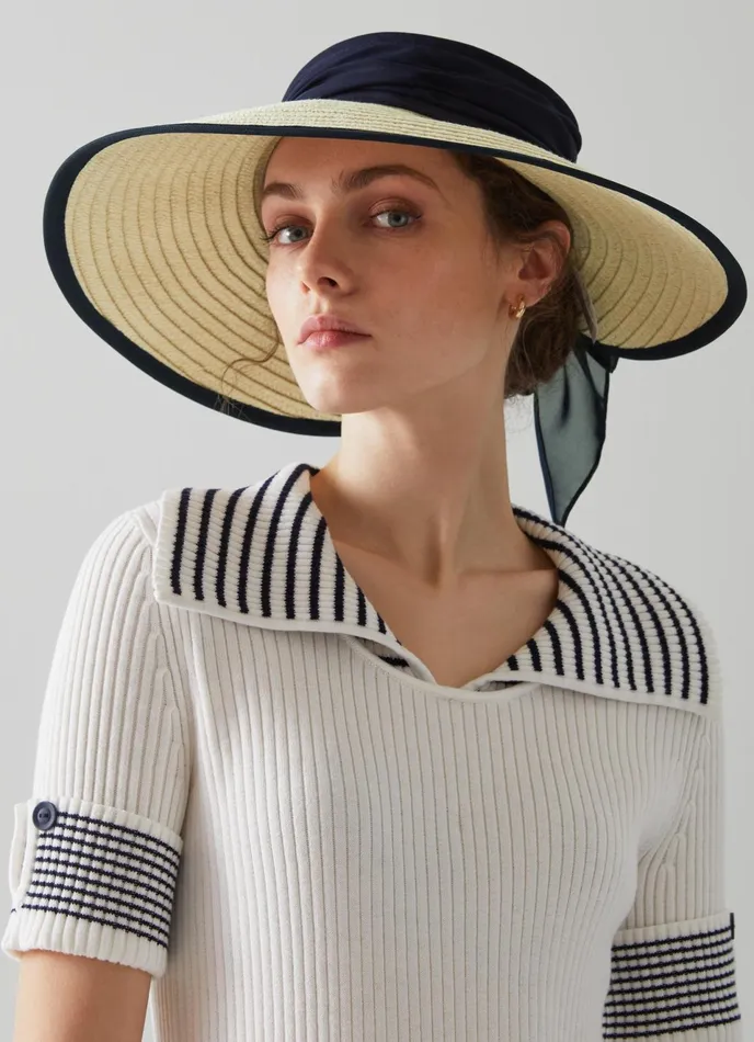 LK Bennett Rosemary Large Straw Visor Women Hats and Fascinators