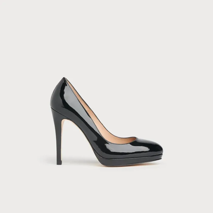LK Bennett Sledge Black Patent Platform Courts Women Court Shoes