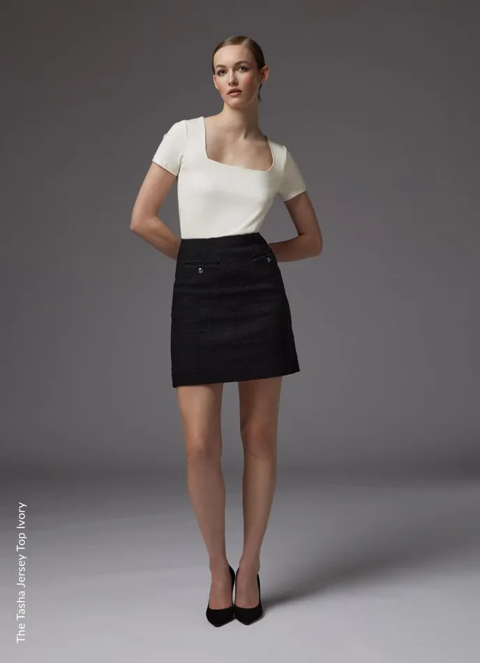 LK Bennett Tasha Black Lenzing Ecovero Viscose TShirt Women Tops