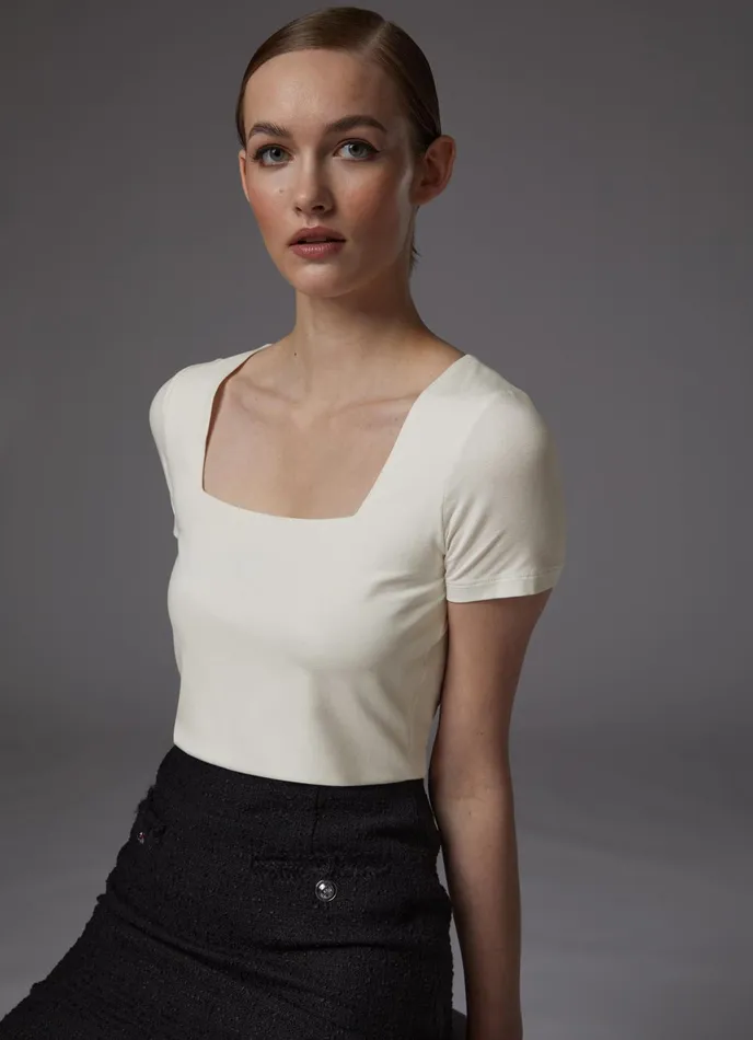 LK Bennett Tasha Black Lenzing Ecovero Viscose TShirt Women Tops