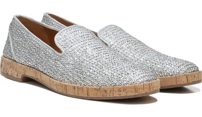 Loafers Women Franco Sarto Sarto Clarissa Loafer Silver Raffia
