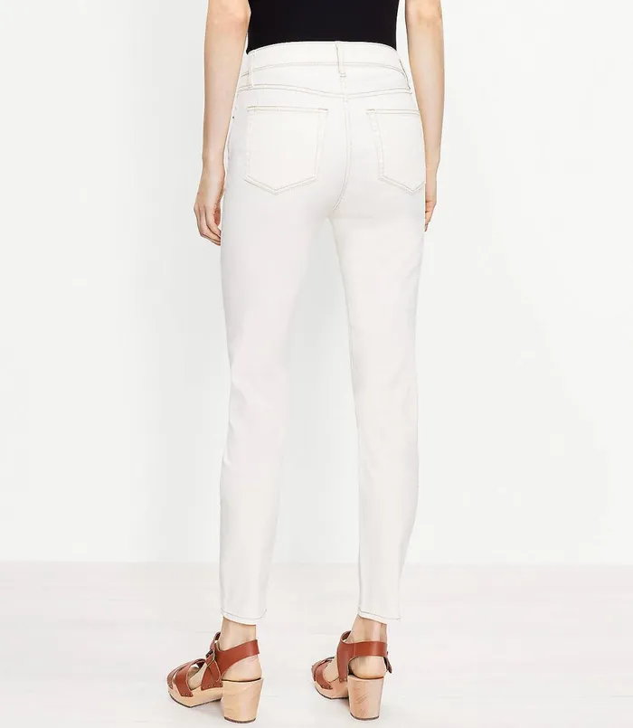 LOFT Button Front High Rise Skinny Jeans In Natural White Natural White Women Jeans