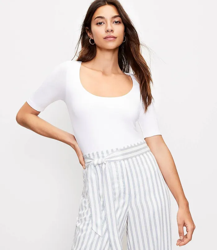 LOFT Elbow Sleeve Bodysuit Black Women Loungewear