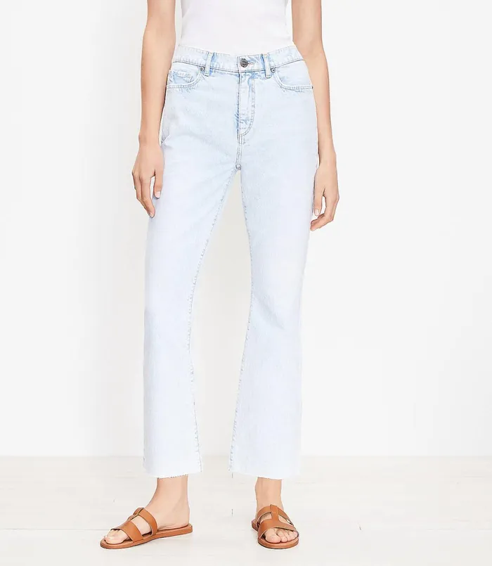 LOFT High Rise Kick Crop Jeans In Light Wash Light Wash Women Jeans