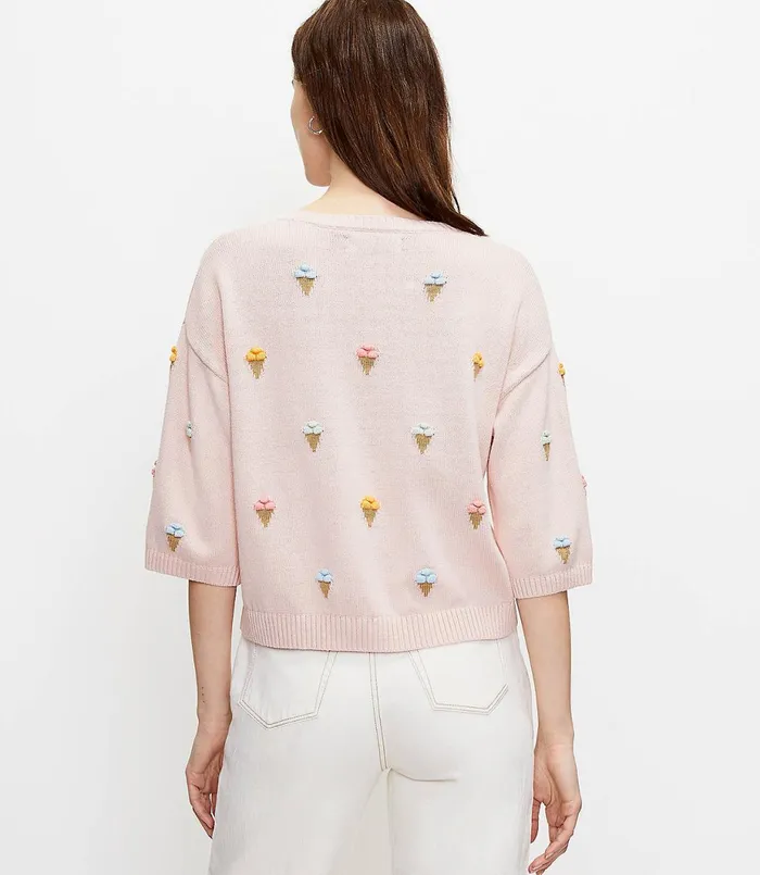 LOFT Ice Cream Sweater Pink Dune Women Sweaters
