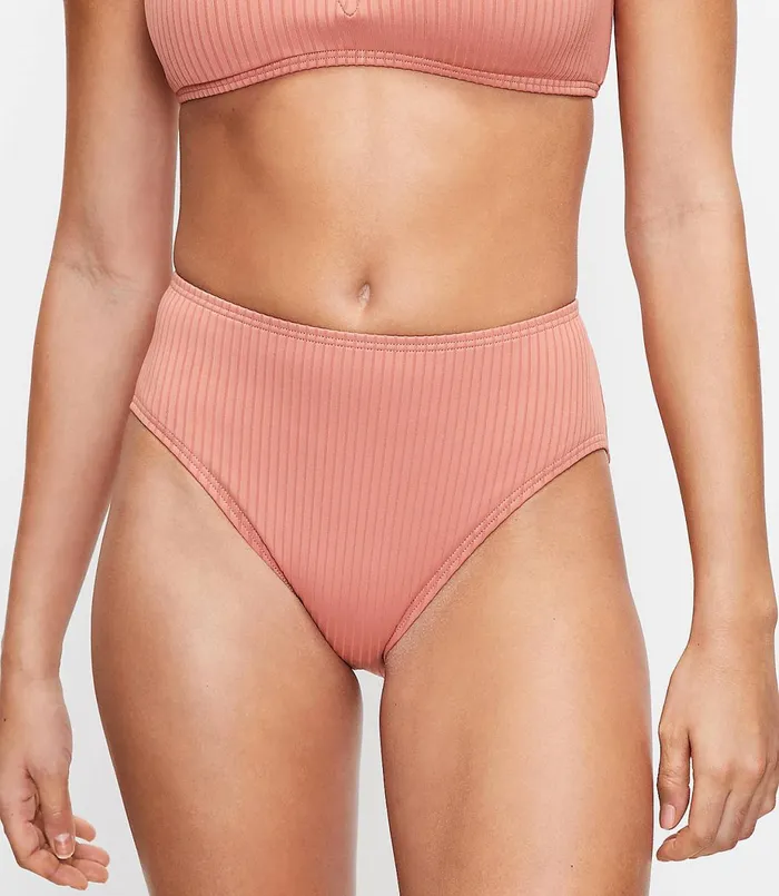 LOFT LOFT Beach Ribbed High Waist Bikini Bottom Rose Dusk Women Swim and Beach LOFT LOFT Beach Ribbed High Waist Bikini Bottom Rose Dusk Women Swim and Beach