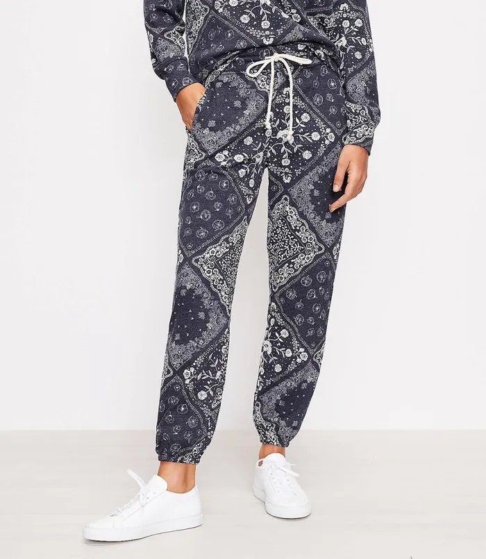 LOFT Lou and Grey Bandana Terry Sweatpants Whisper White Women Loungewear