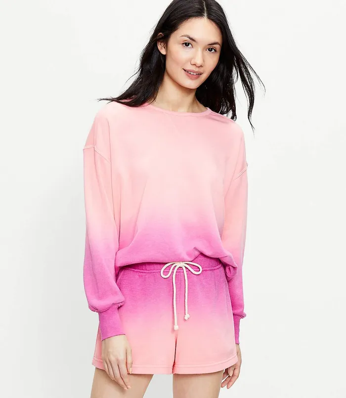 LOFT Lou and Grey Dip Dye Terry Shorts Lilac Punch Women Loungewear