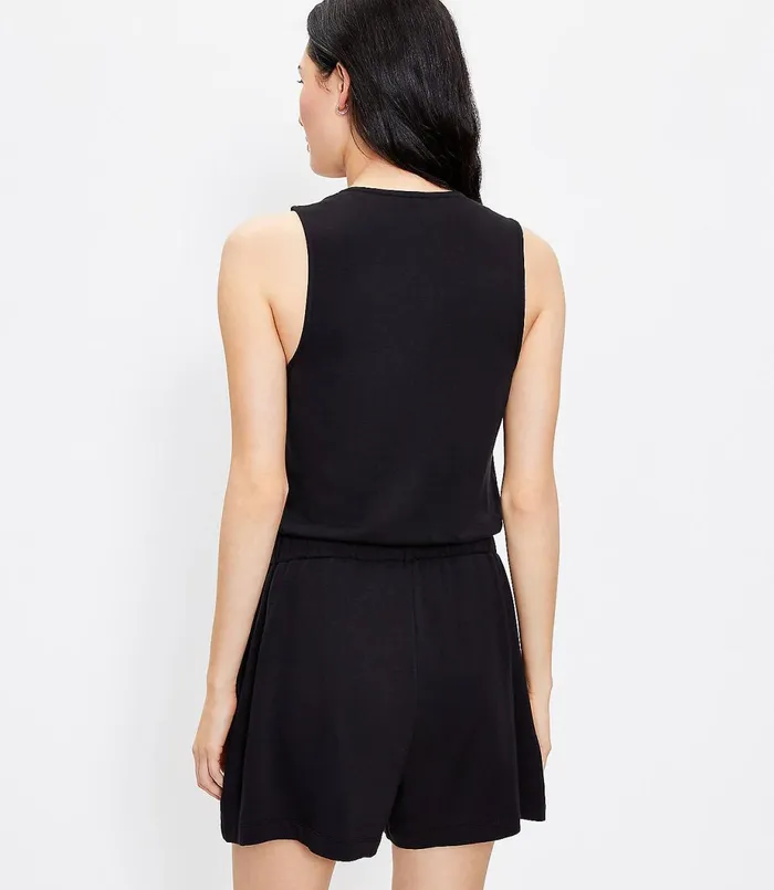 LOFT Lou and Grey Signature Softblend Crossover Romper Black Women Jumpsuits and Rompers