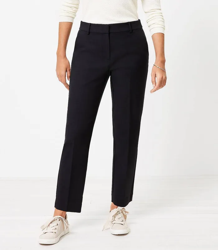 LOFT Petite Curvy Perfect Straight Pants In Stretch Double Weave Black Women Petite Pants LOFT Petite Curvy Perfect Straight Pants In Stretch Double Weave Black Women Petite Pants