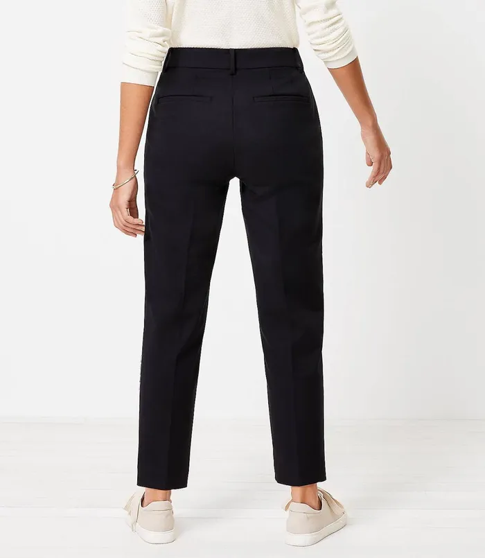 LOFT Petite Curvy Perfect Straight Pants In Stretch Double Weave Black Women Petite Pants