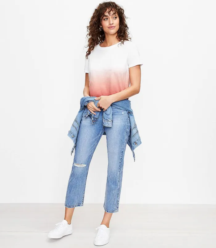 LOFT Petite Dip Dye Surf Tee Forever Navy Women Petite Tops