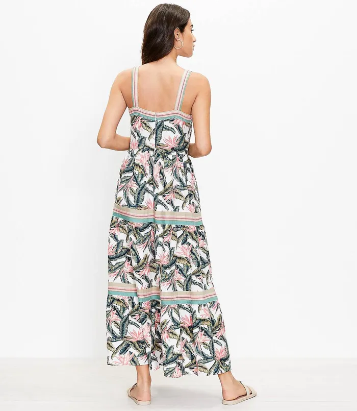 LOFT Petite Paradise Tiered Maxi Dress Whisper White Women Petite Dresses