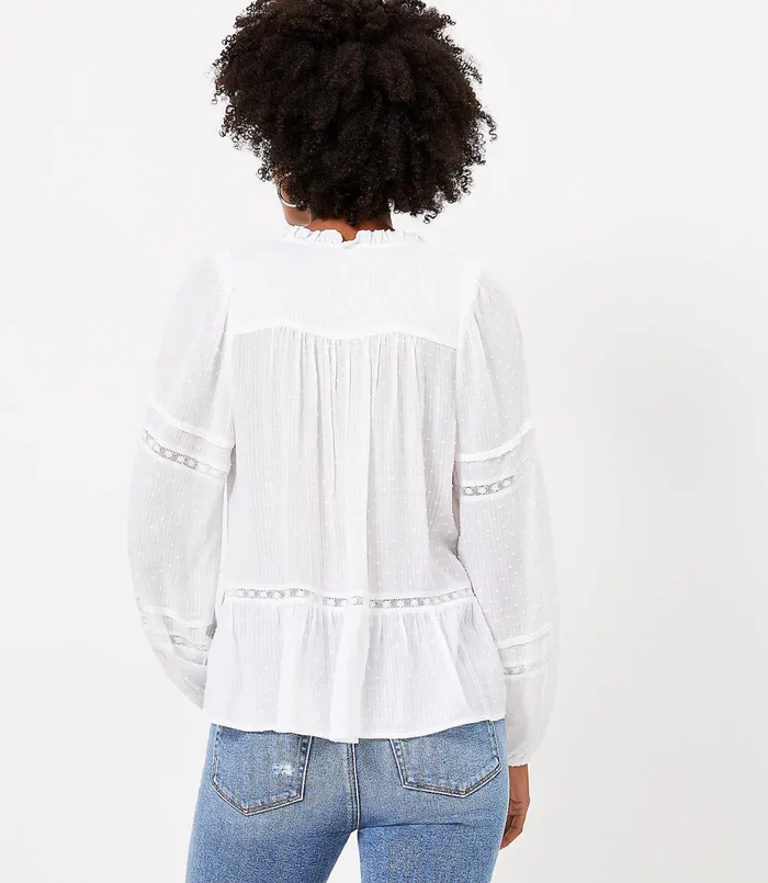LOFT Petite Striped Clip Blouse Black Women Petite Tops