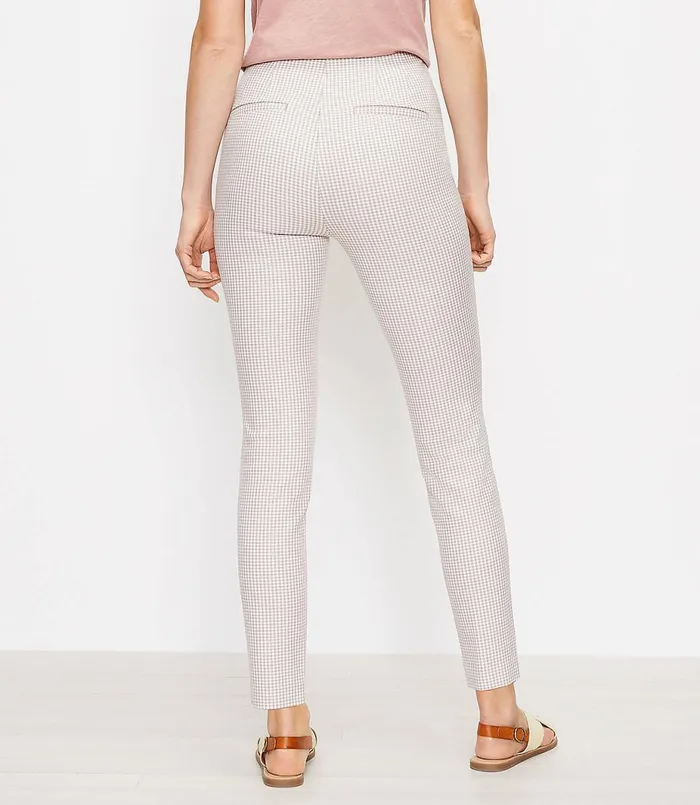 LOFT Side Zip Skinny Pants In Check Neutral Multi Women Pants