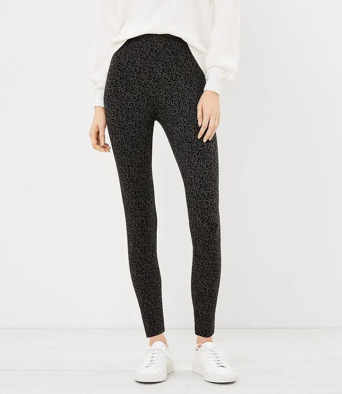 LOFT The Petite High Waist Sculpt Legging In Leopard Print Black Multi Women Petite Pants LOFT The Petite High Waist Sculpt Legging In Leopard Print Black Multi Women Petite Pants