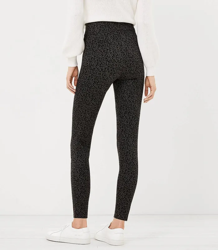LOFT The Petite High Waist Sculpt Legging In Leopard Print Black Multi Women Petite Pants