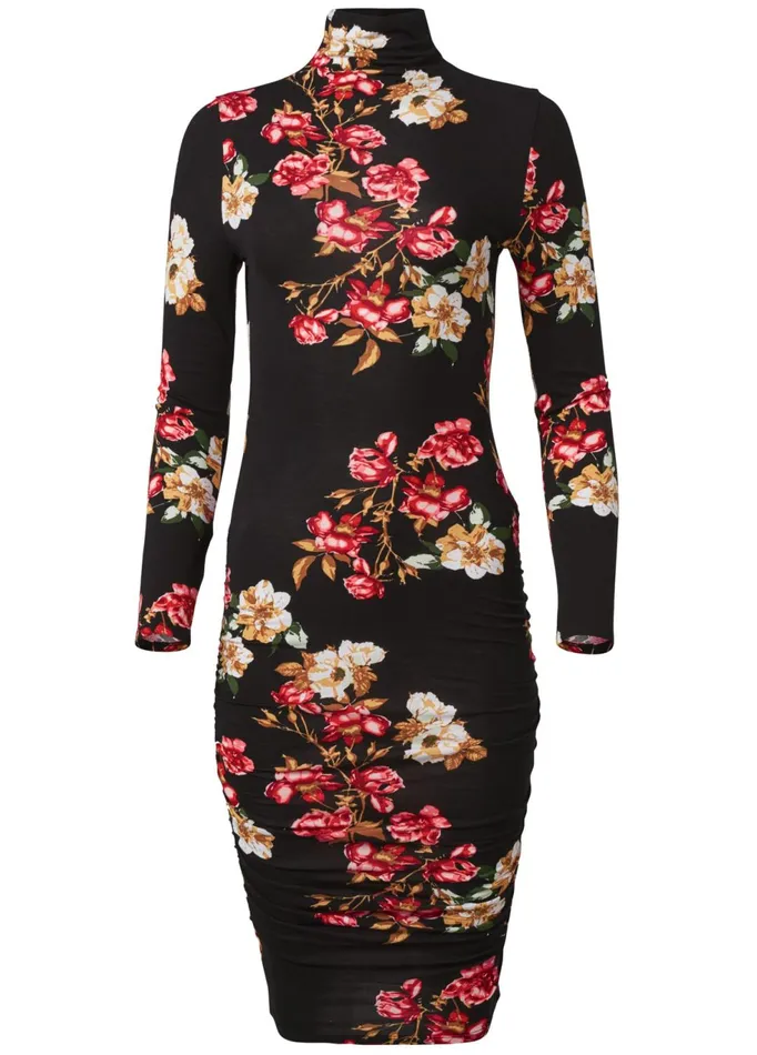LONG SLEEVE RUCHED DRESS Red Multi Women VENUS Casual Dresses