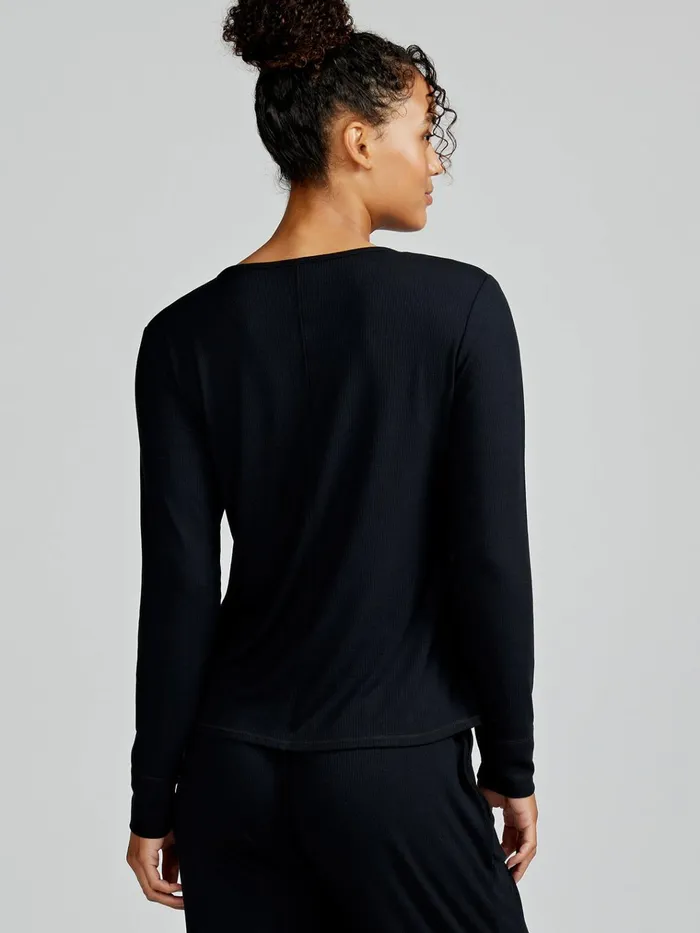 Lounge Women Tasc Performance Microluxe Rib Sleep Long Sleeve Henley