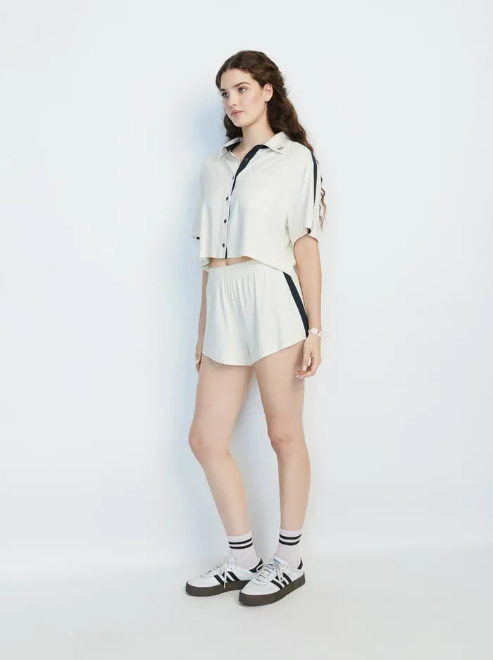 Loungewear Women Alice Olivia Big Feelings Madden Short Sleeve Set Serene Cream