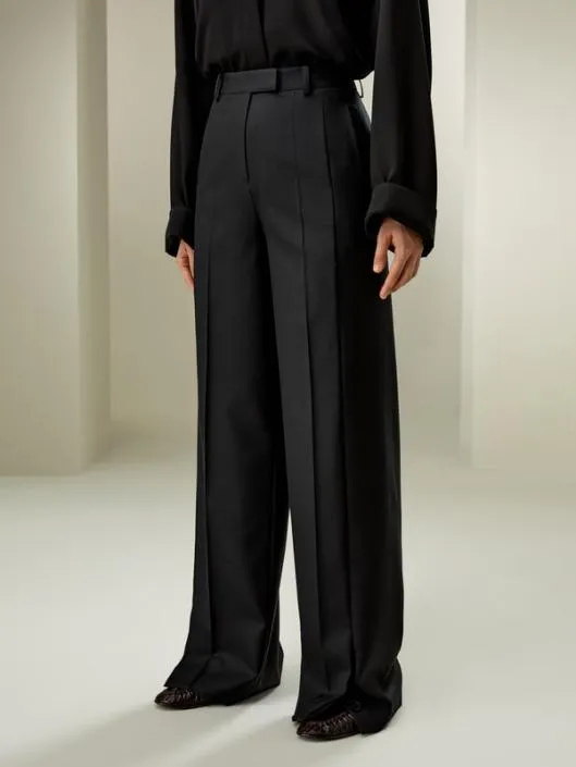 Machine Washable Wool Silk Blend Straight Leg Pants Women Lilysilk Bottoms