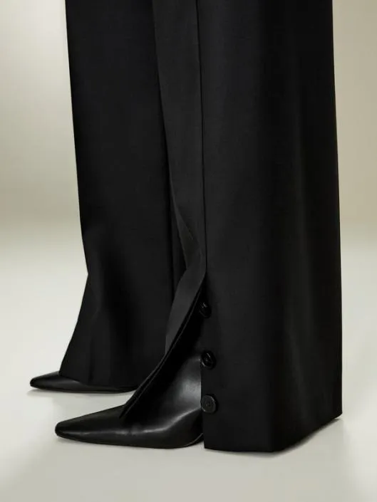 Machine Washable Wool Silk Blend Straight Leg Pants Women Lilysilk Bottoms
