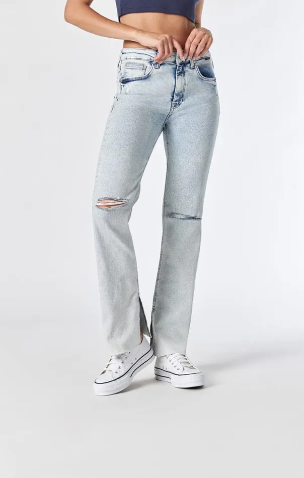 Maria High Rise Slit Jeans In Lt Ripped Recycled Blue Women Mavi Jeans Denim Maria High Rise Slit Jeans In Lt Ripped Recycled Blue Women Mavi Jeans Denim