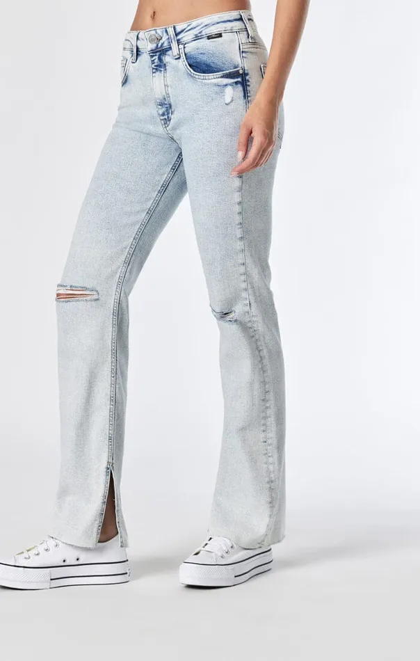 Maria High Rise Slit Jeans In Lt Ripped Recycled Blue Women Mavi Jeans Denim Maria High Rise Slit Jeans In Lt Ripped Recycled Blue Women Mavi Jeans Denim