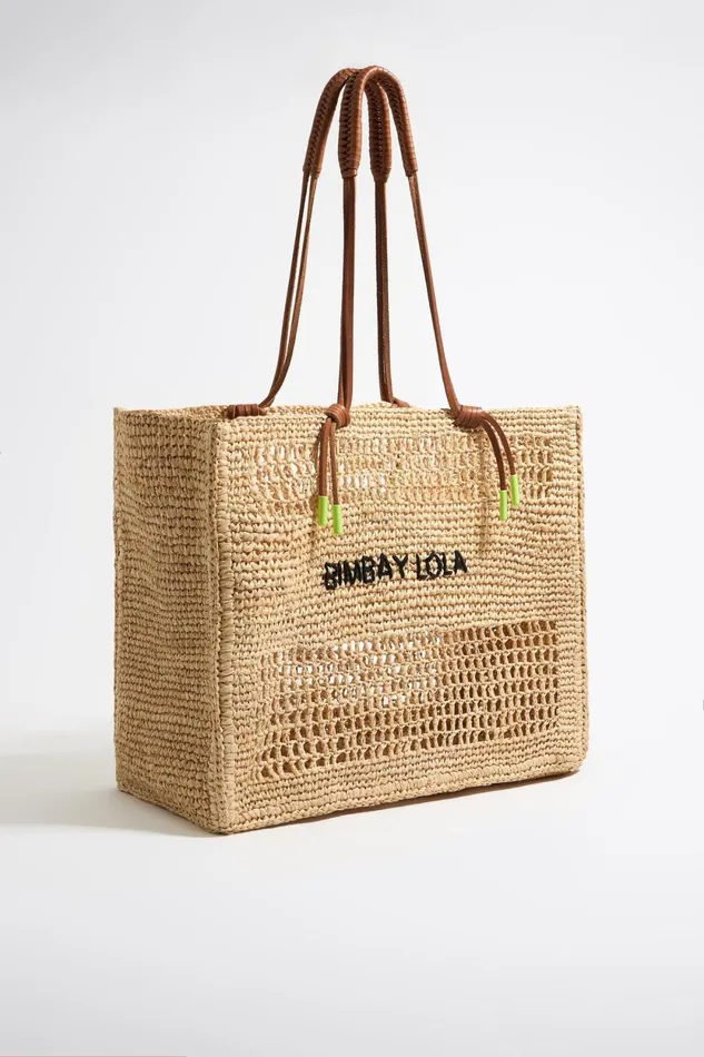 Maxi Natural Raffia Tote Bag Natural Women Bimba Y Lola Raffia Bags
