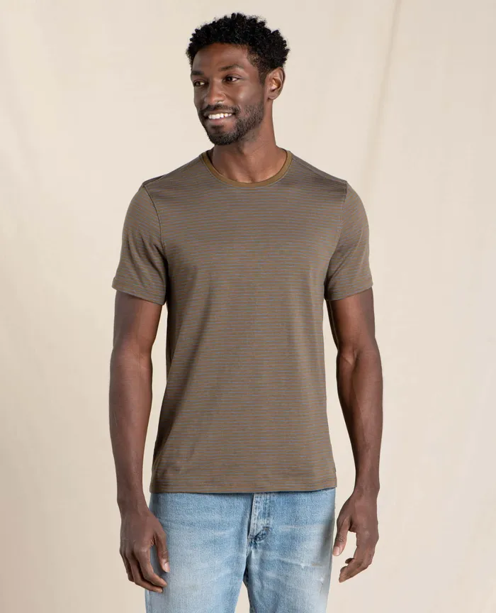 Men8217s ToadandCo Tempo Short Sleeve Crew Fir Stripe TShirts