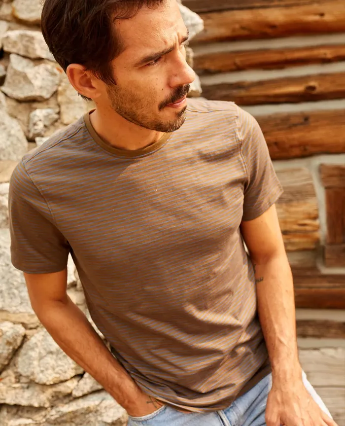 Men8217s ToadandCo Tempo Short Sleeve Crew Fir Stripe TShirts