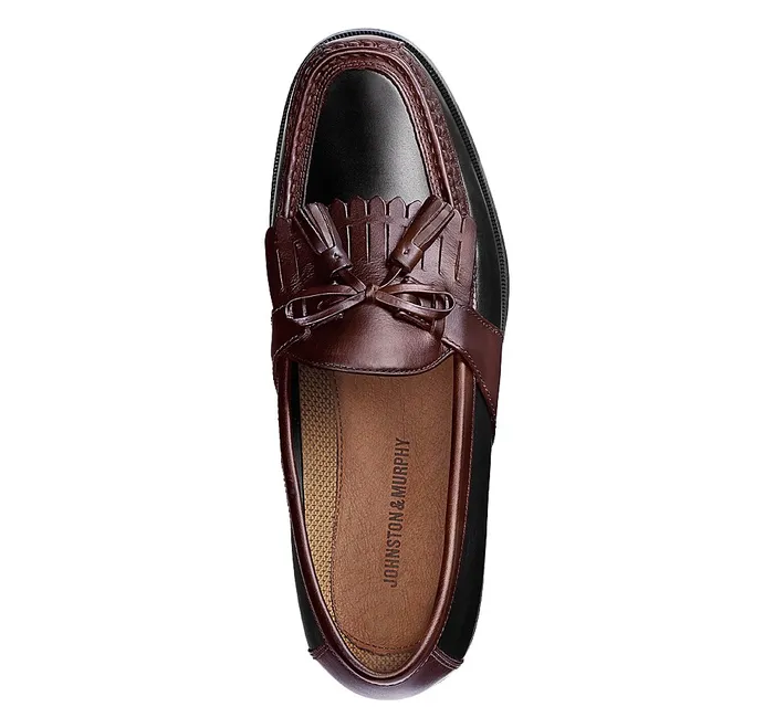 Men Aragon Ii Kiltie Tassel Loafer Black Smoothantique Mahogany Waxed JohnstonandMurphy SlipOns and Loafers