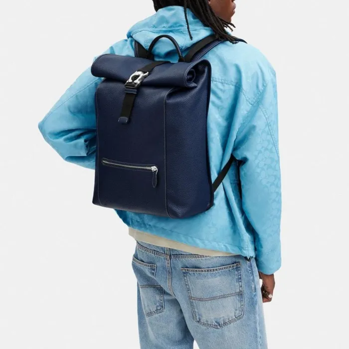 Men Backpacks Coach Beck Roll Top Backpack Deep Blue