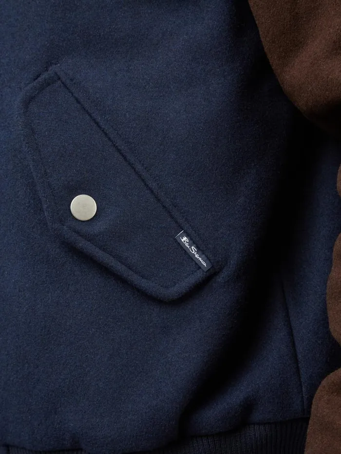 Men Ben Sherman Jackets and Outerwear Colorblock Wool Blend Bomber Jacket