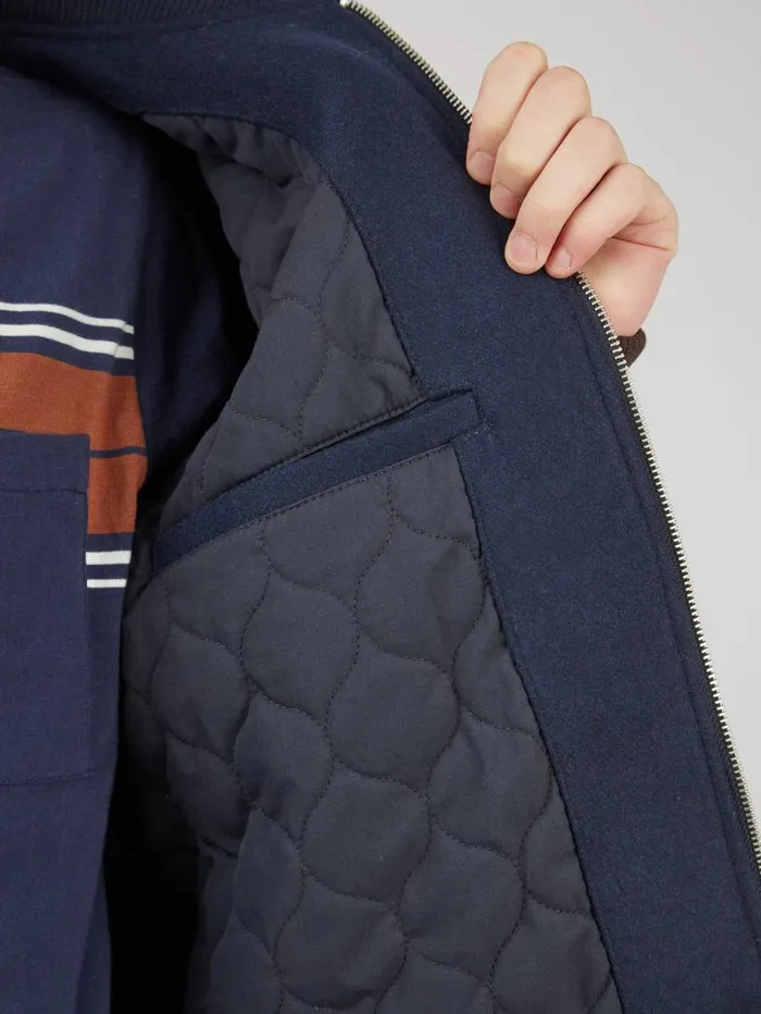 Men Ben Sherman Jackets and Outerwear Colorblock Wool Blend Bomber Jacket