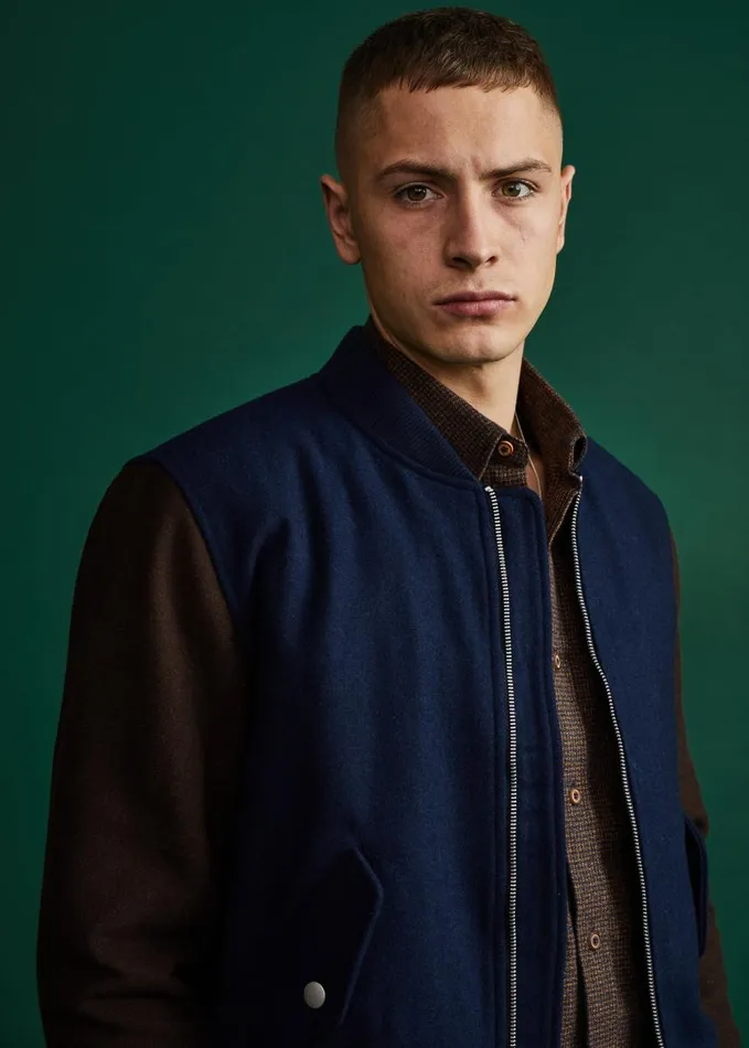 Men Ben Sherman Jackets and Outerwear Colorblock Wool Blend Bomber Jacket