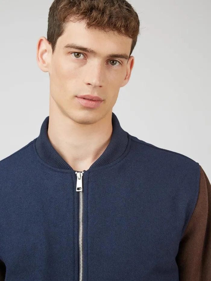 Men Ben Sherman Jackets and Outerwear Colorblock Wool Blend Bomber Jacket