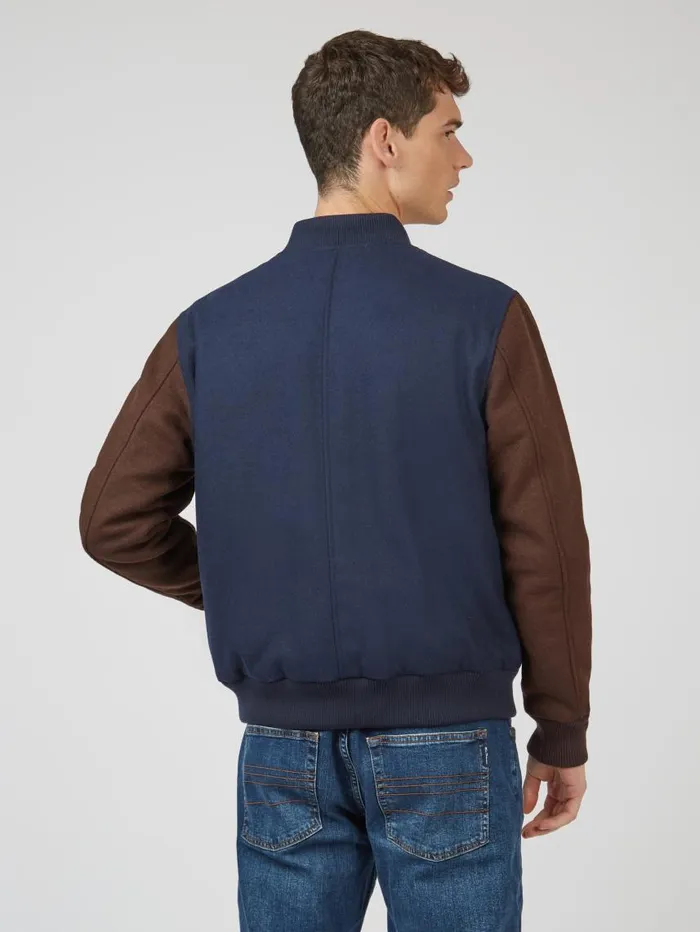 Men Ben Sherman Jackets and Outerwear Colorblock Wool Blend Bomber Jacket