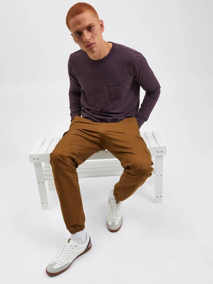 Men Ben Sherman Joggers and Track Pants Utility Woven Jogger Pant 8211 Brown
