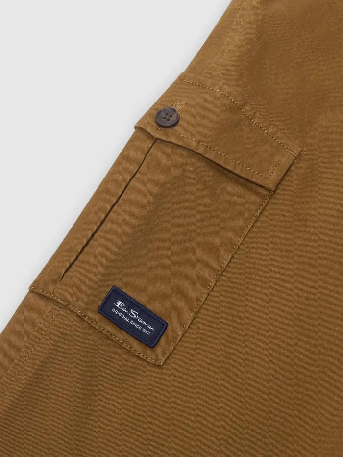 Men Ben Sherman Joggers and Track Pants Utility Woven Jogger Pant 8211 Brown