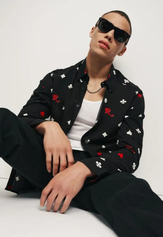 Men Ben Sherman Long Sleeve Shirts Rolling Stone Card Suits Print Shirt Men Ben Sherman Long Sleeve Shirts Rolling Stone Card Suits Print Shirt