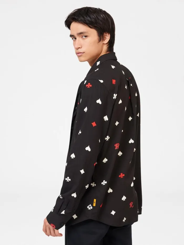 Men Ben Sherman Long Sleeve Shirts Rolling Stone Card Suits Print Shirt Men Ben Sherman Long Sleeve Shirts Rolling Stone Card Suits Print Shirt