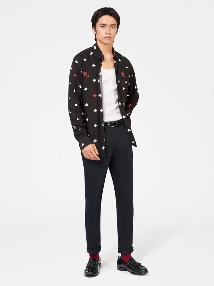 Men Ben Sherman Long Sleeve Shirts Rolling Stone Card Suits Print Shirt Men Ben Sherman Long Sleeve Shirts Rolling Stone Card Suits Print Shirt