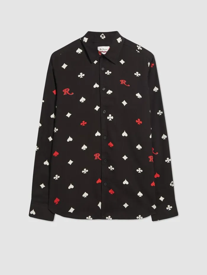 Men Ben Sherman Long Sleeve Shirts Rolling Stone Card Suits Print Shirt Men Ben Sherman Long Sleeve Shirts Rolling Stone Card Suits Print Shirt