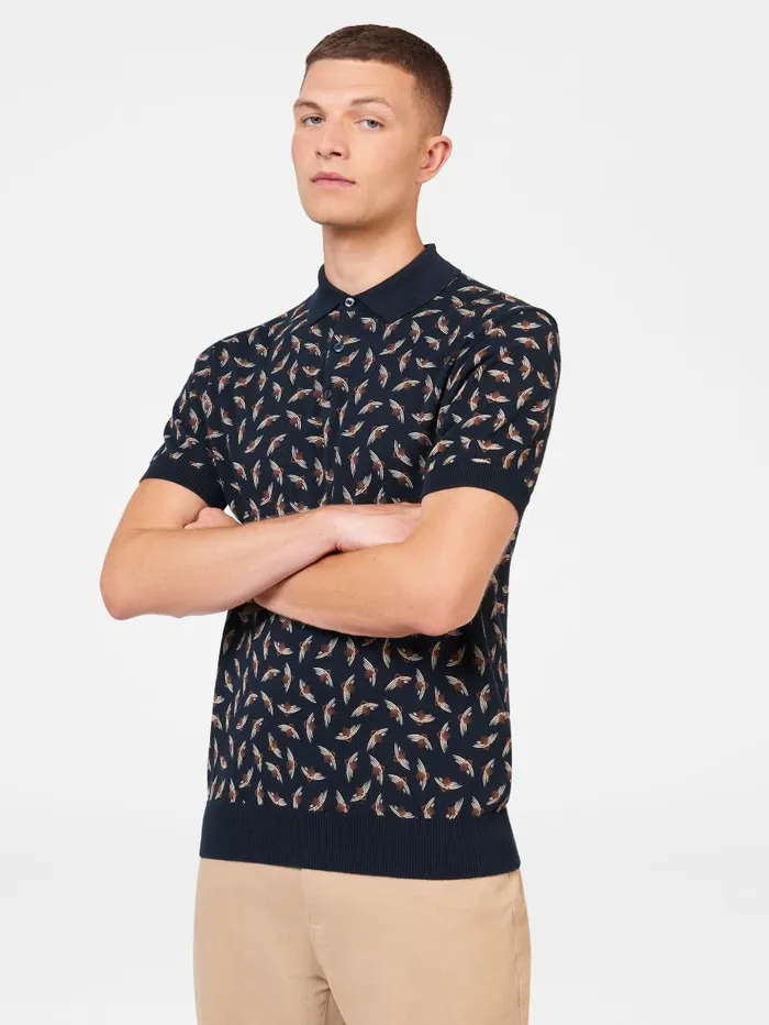 Men Ben Sherman Mod Knit Polos Art Deco Knit Polo 8211 Dark Navy Men Ben Sherman Mod Knit Polos Art Deco Knit Polo 8211 Dark Navy