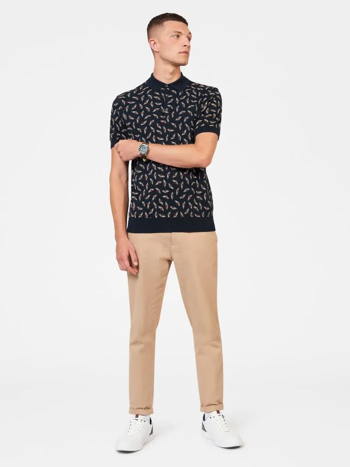 Men Ben Sherman Mod Knit Polos Art Deco Knit Polo 8211 Dark Navy Men Ben Sherman Mod Knit Polos Art Deco Knit Polo 8211 Dark Navy