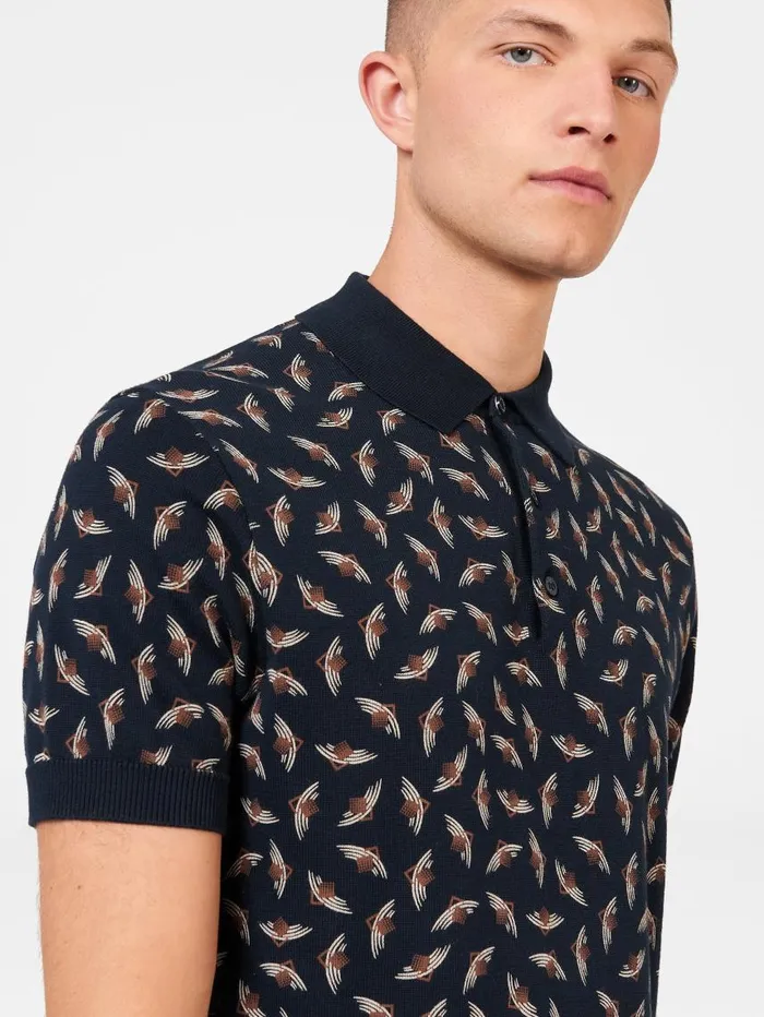 Men Ben Sherman Mod Knit Polos Art Deco Knit Polo 8211 Dark Navy Men Ben Sherman Mod Knit Polos Art Deco Knit Polo 8211 Dark Navy
